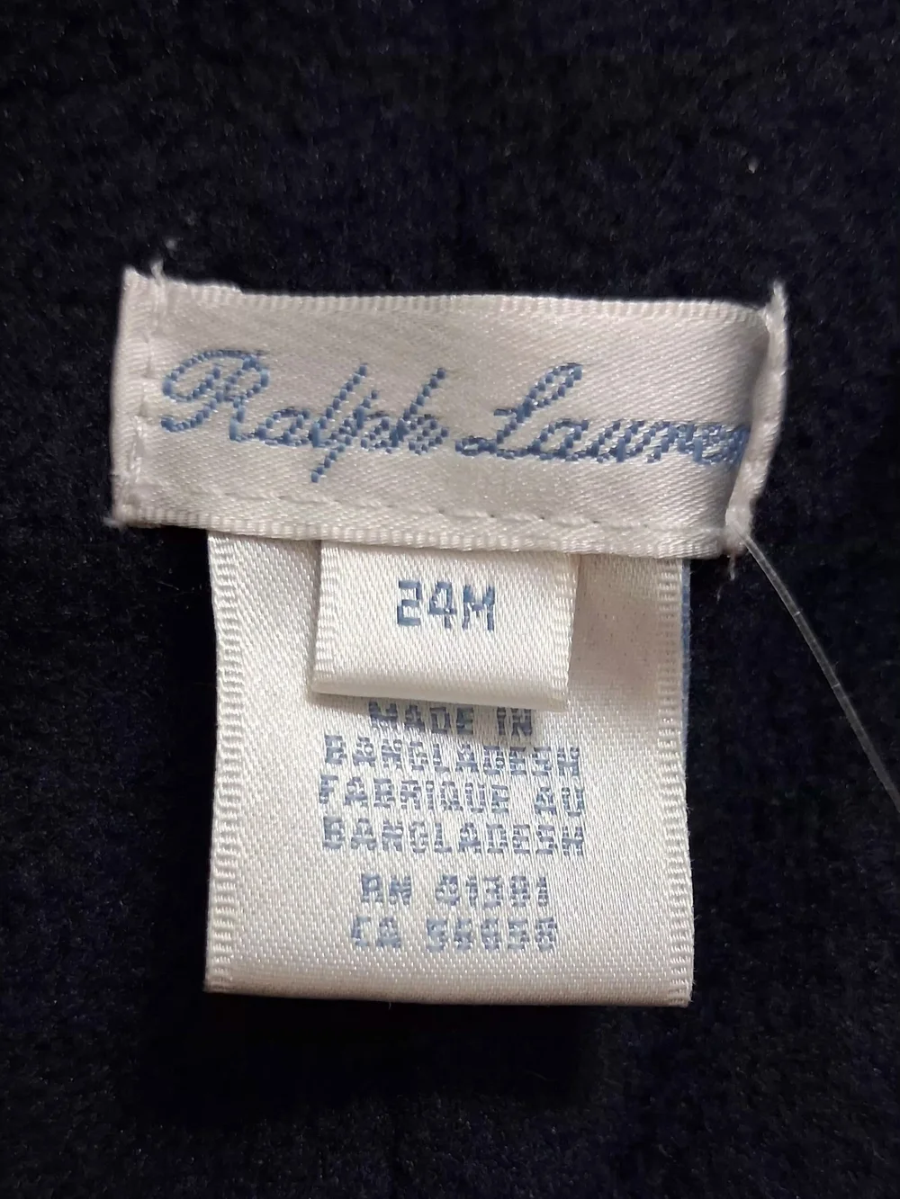Ralph Lauren Quilted Navy Hooded Puffer Romper with Red Pony